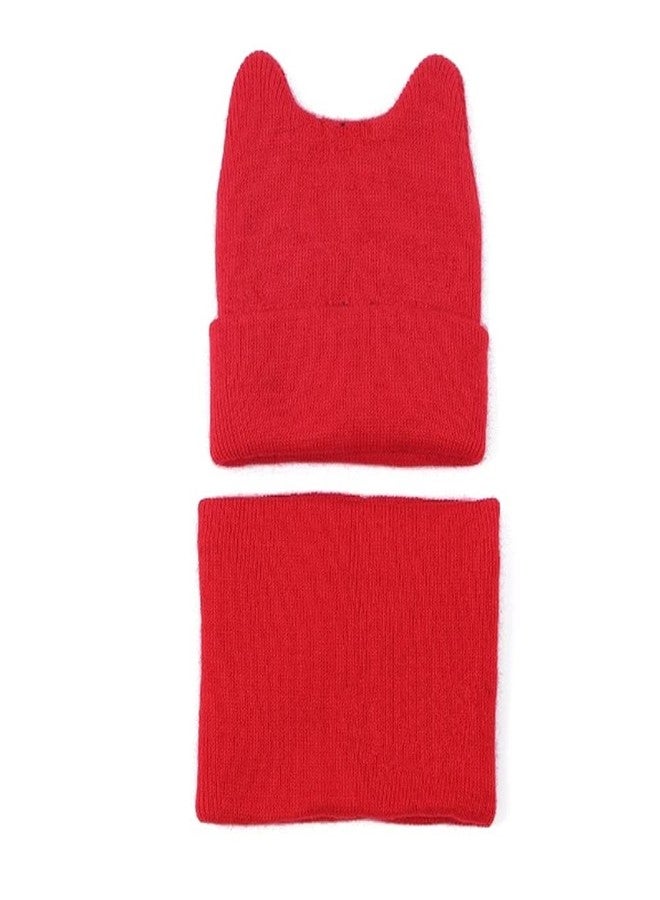 Zeki Cute Star Style Crochet Beanie Hat & Scarf Set for Baby Boys & Girl's (Red)-(1-3 Years) - Image 3