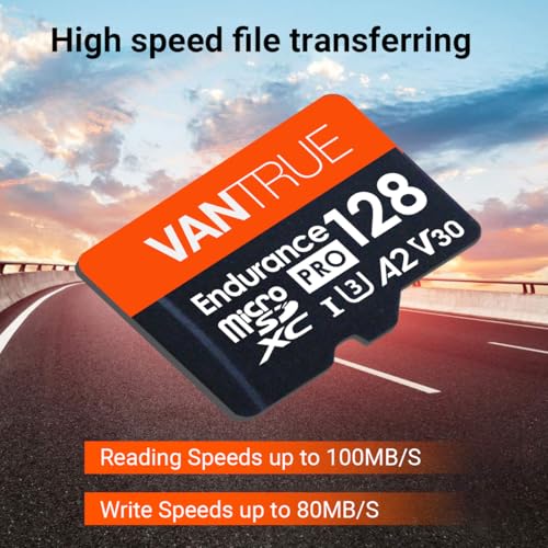 Vantrue 128GB U3 microSDXC UHS-I 4K UHD Video Monitoring Memory Card with Adapter for Dash Cams, Body Cams, Action Camera, Other Surveillance & Security Cams - Image 3