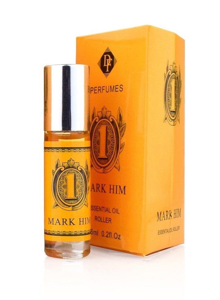 Mark Him No.1 Essential Oil Roller Perfume for Men 6ml | Long Lasting Attar Roll On Fragrance Oil | Strong Woody Musky Masculine Scent | Alcohol-Free Pocket Perfume for Daily Wear, Office & Travel - Image 1