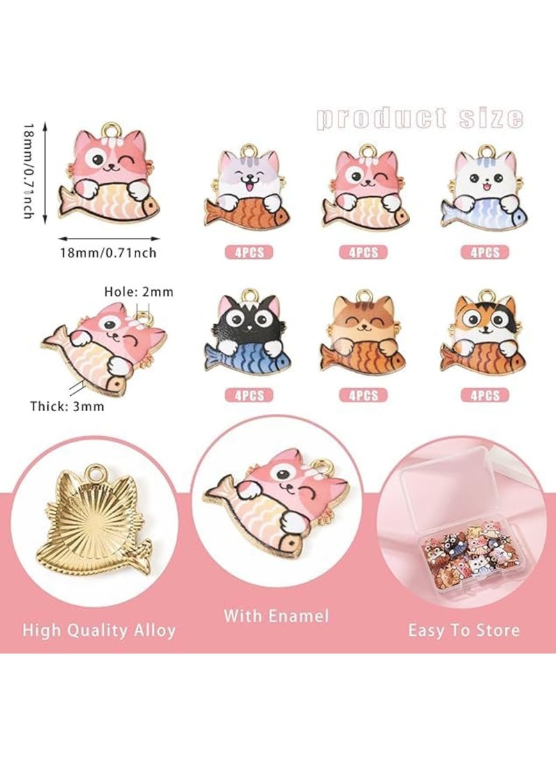 SYOSI Pet Charms, Enamel Cat Dog Pendants for Jewelry Making, Cute Cartoon Animal Charms with Dangle Design for DIY Necklace Bracelet Keychain Crafts, 12 Colors, 24 Pcs Set - Image 3