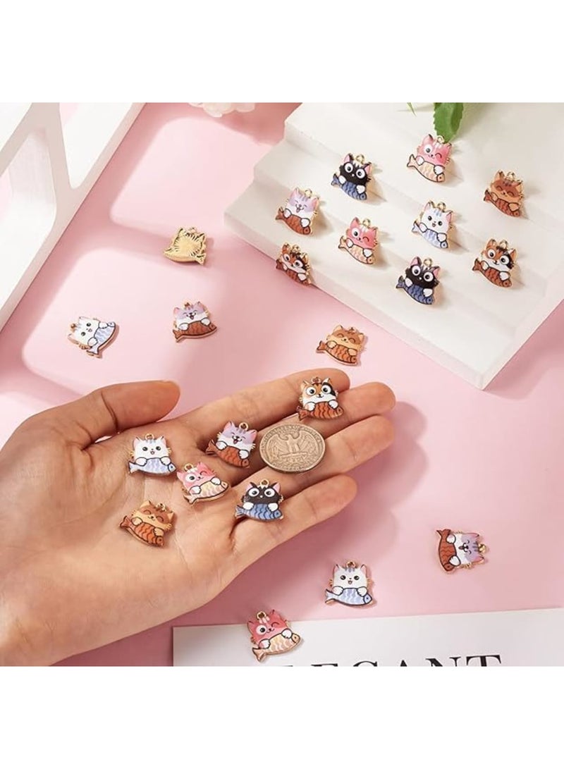 SYOSI Pet Charms, Enamel Cat Dog Pendants for Jewelry Making, Cute Cartoon Animal Charms with Dangle Design for DIY Necklace Bracelet Keychain Crafts, 12 Colors, 24 Pcs Set - Image 4
