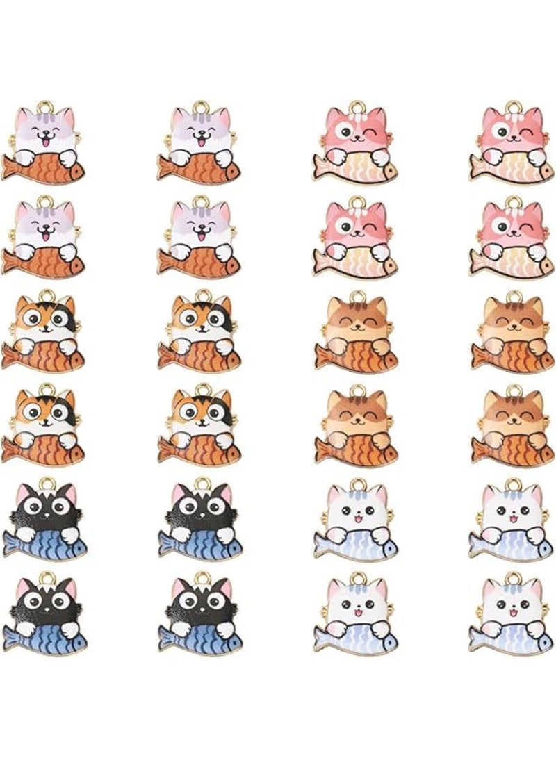 SYOSI Pet Charms, Enamel Cat Dog Pendants for Jewelry Making, Cute Cartoon Animal Charms with Dangle Design for DIY Necklace Bracelet Keychain Crafts, 12 Colors, 24 Pcs Set - Image 1