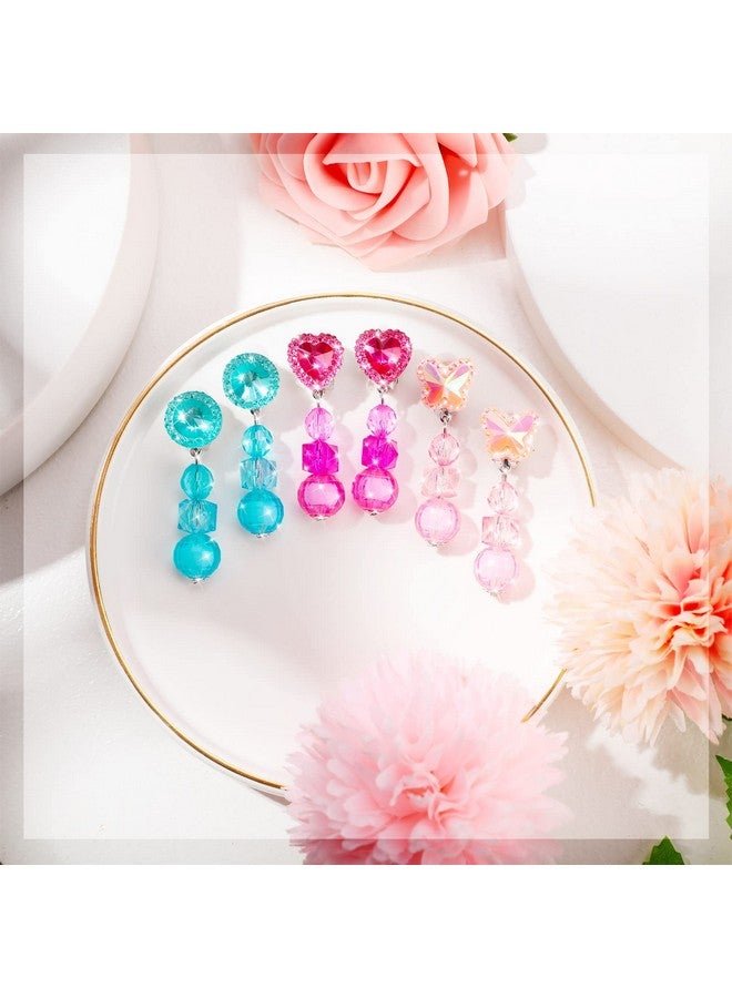 Hicarer 9 Pairs Girls Clip-On Earrings Pretend Princess Play Earrings Jewelry Set (Style 5)  - Image 4