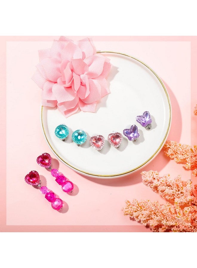 Hicarer 9 Pairs Girls Clip-On Earrings Pretend Princess Play Earrings Jewelry Set (Style 5)  - Image 3