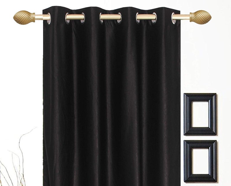 Polyester Eyelet Long Door Curtains 9 Feet Black Pack of 2  - Image 2