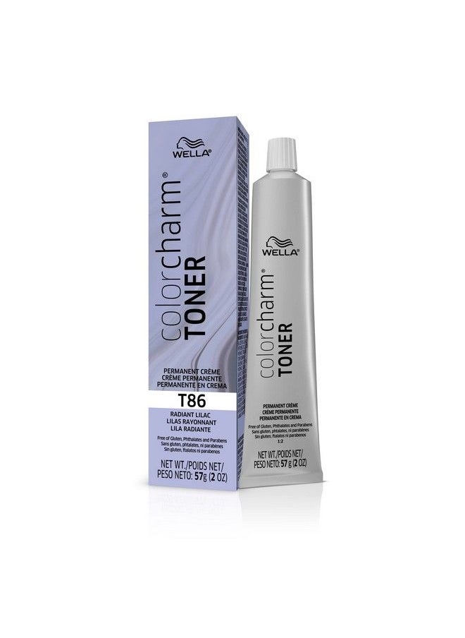 WELLA Color Charm - تونر كريمي دائم من Wella Colorcharm خالٍ من المكونات المشتقة من الحيوانات وخالٍ من البارابين وخالٍ من الجلوتين T86 Radiant Lilac 2 أونصة - Image 1