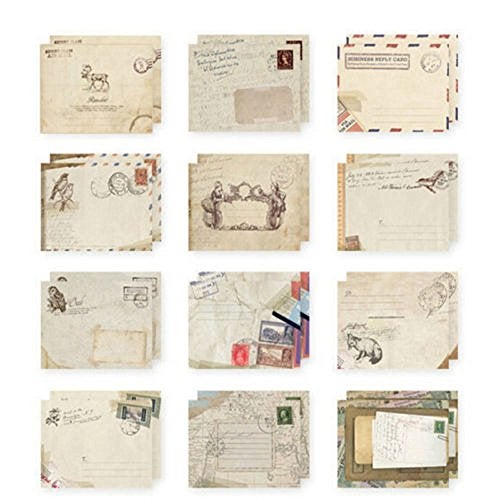 yueton Pack of 48 Kawaii Retro Lovely Vintage Special European Style Mini Paper Envelope for Wedding, Birthday Party, Greeting Cards (12 Different Designs) - Image 3
