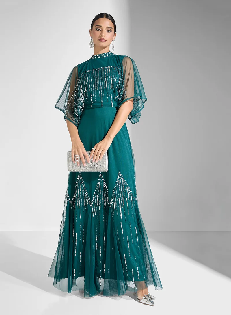اميليا روز Sequin Overlay Gown