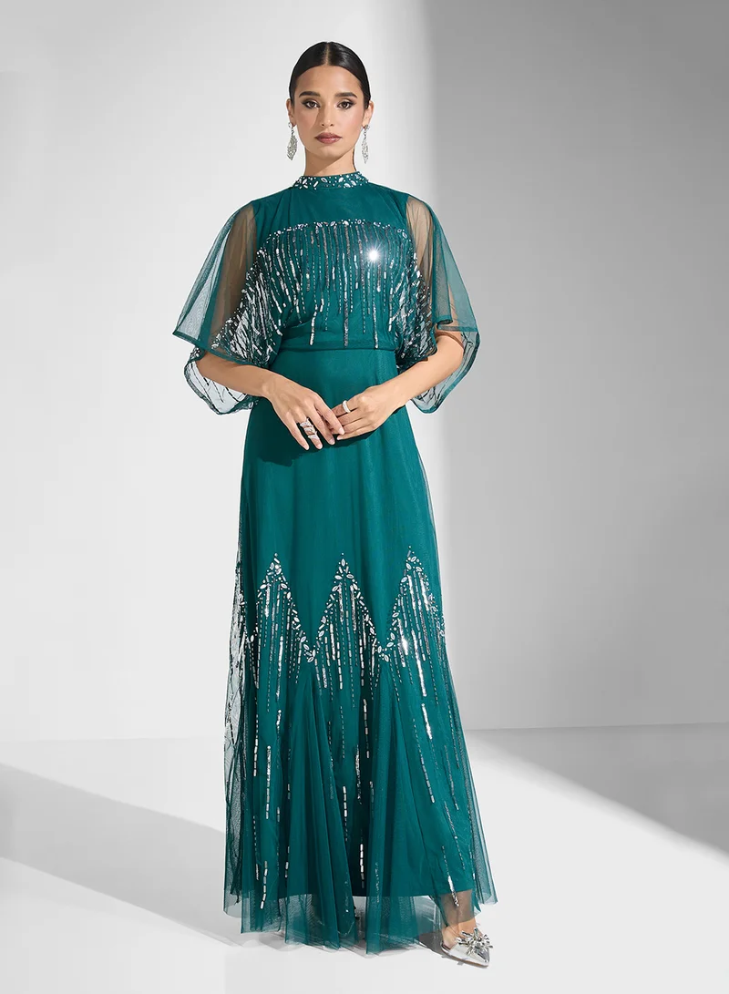 اميليا روز Sequin Overlay Gown