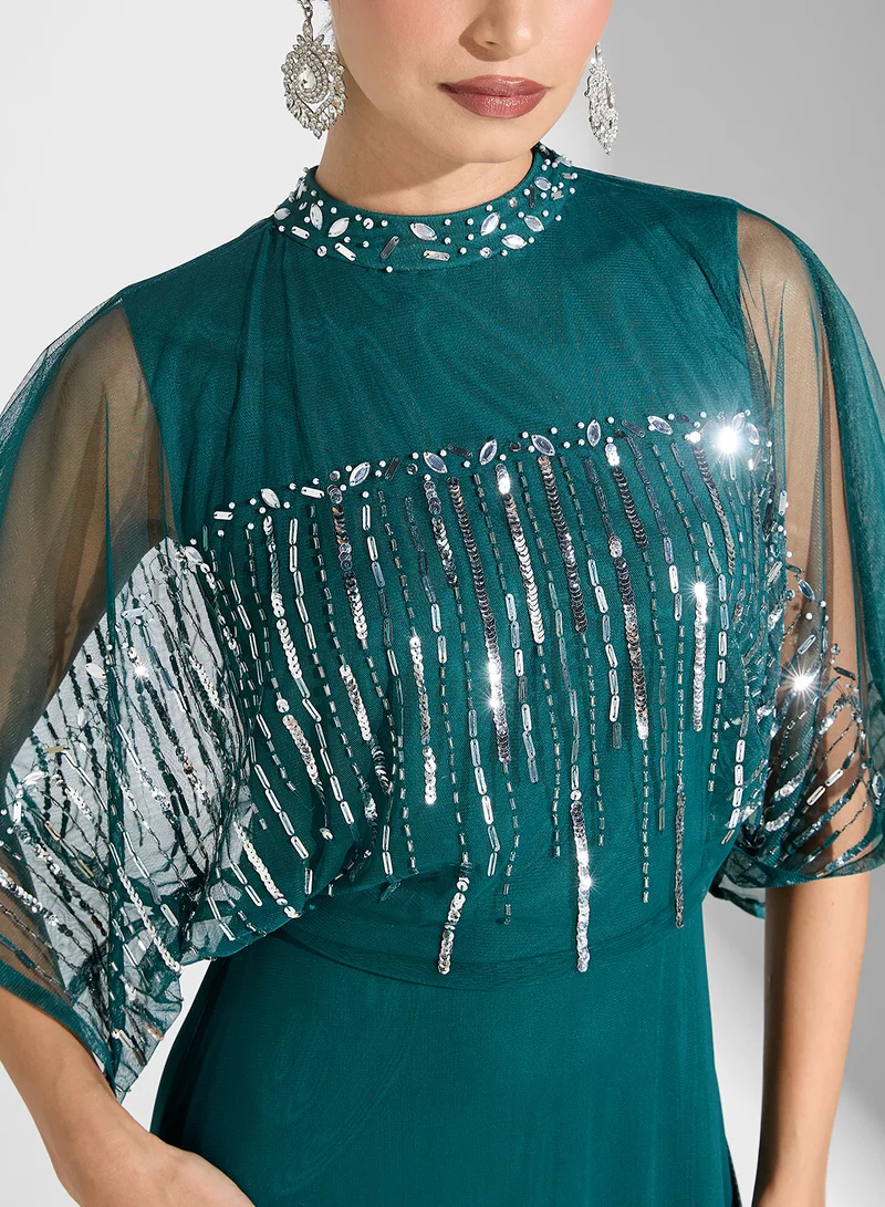 اميليا روز Sequin Overlay Gown
