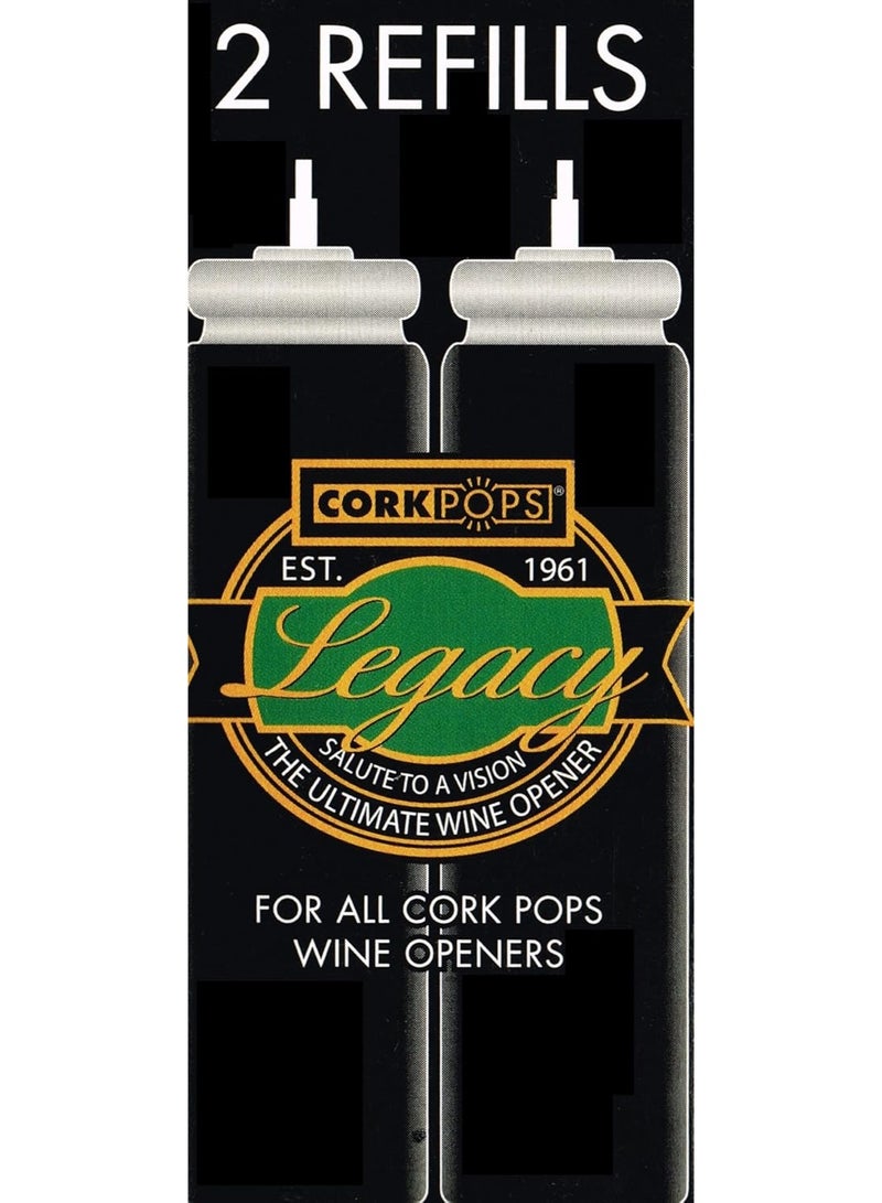 2 Boxes of Corkpops Wine Opener Refill Cartriges (2 - 15 Gram Screwless Wine Opener Refills per box)