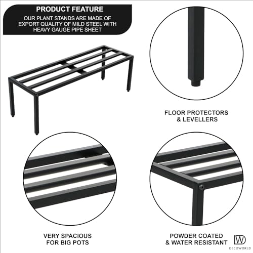 DECOWORLD || Tall Metal Planter || Outdoor & Indoor Plant Stand (Black - Set of 2) - Image 3