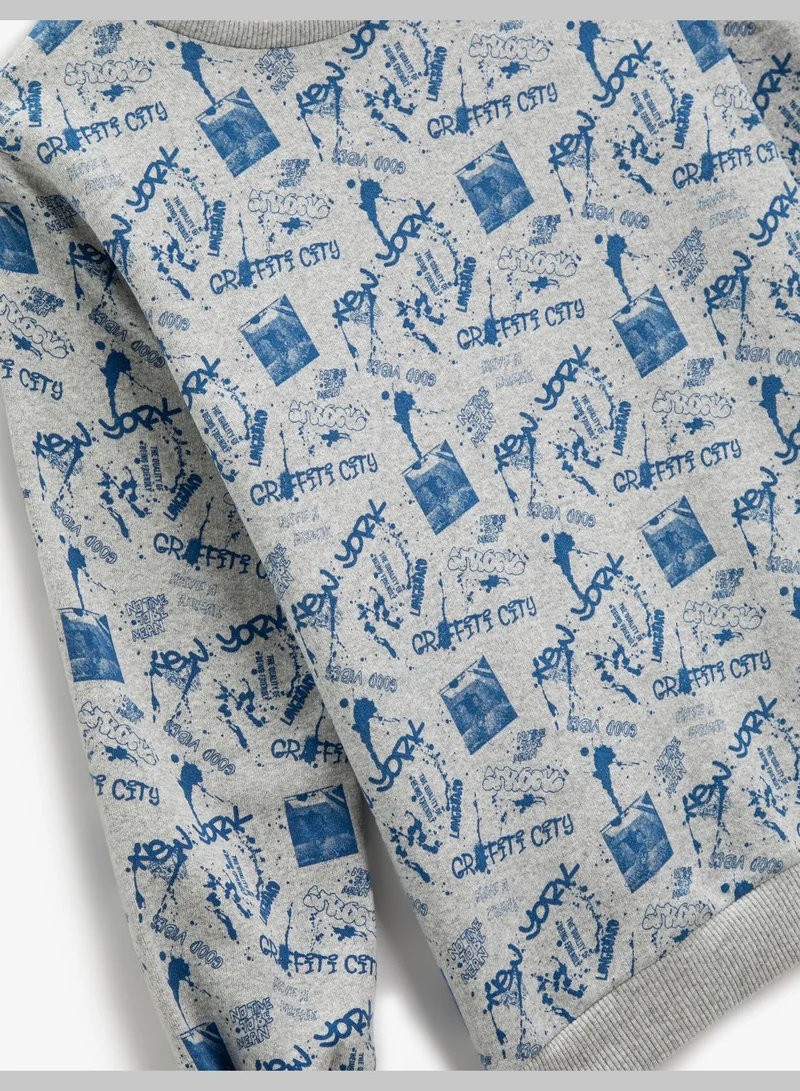 KOTON Printed Sweatshirt Crew Neck