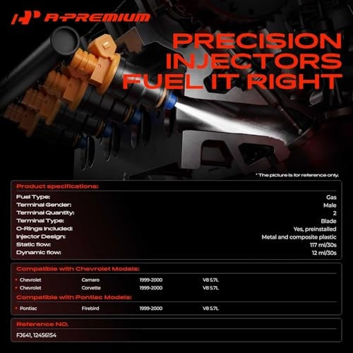 A-Premium APremium 4 Holes Set of 8 Fuel Injectors Compatible with Chevrolet Camaro Corvette Pontiac Firebird 19992000 57L Replace 12456154 - Image 3