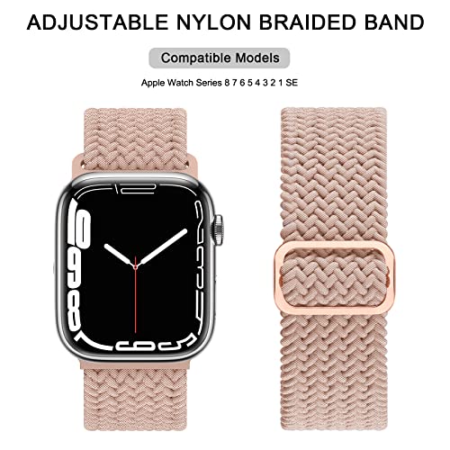 Meliya Braided Stretchy Band Compatible for Apple Watch Strap 38mm 40mm 41mm 42mm 44mm 45mm 46mm 49mm for Women Men, Nylon Elastic Wristbands for iWatch Series 10 9 8 7 6 SE 5 4 3 2 Ultra Ultra 2 - Image 4