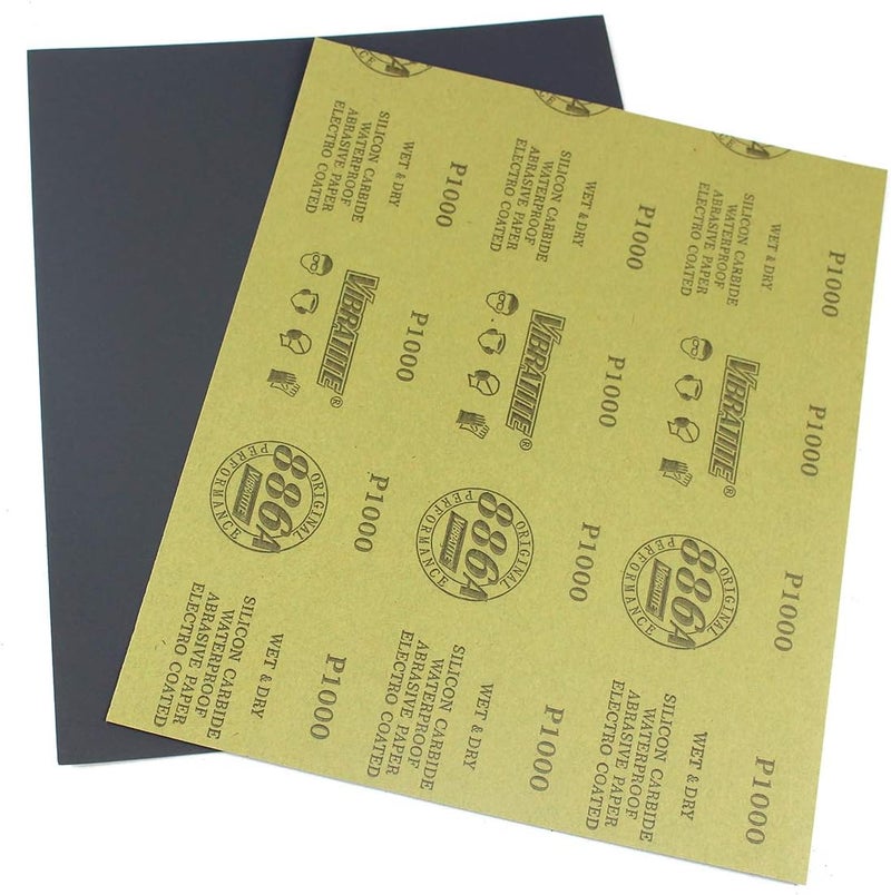 MAXMAN أوراق صنفرة، 1000 حبيبة ورق صنفرة جاف ورطب، 9 × 11 بوصة، كربيد السيليكون، لإنهاء الأثاث الخشبي، صنفرة المعادن وتلميع السيارات، 10 ورقة - Image 2