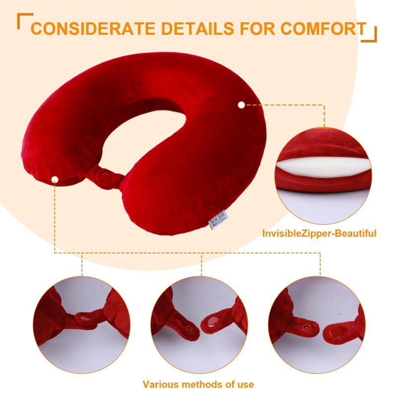 100% Memory Foam U-Shaped Travel Neck Pillow, Lightweight Portable Headrest for Airplane, Car, Home, Office and Sleeping Rest, Blue - Image 3