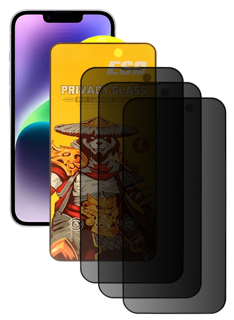 ESD 3 Pieces Tempered Dustproof Privacy Glass Screen Protector Compatible For iPhone 14 - Image 1