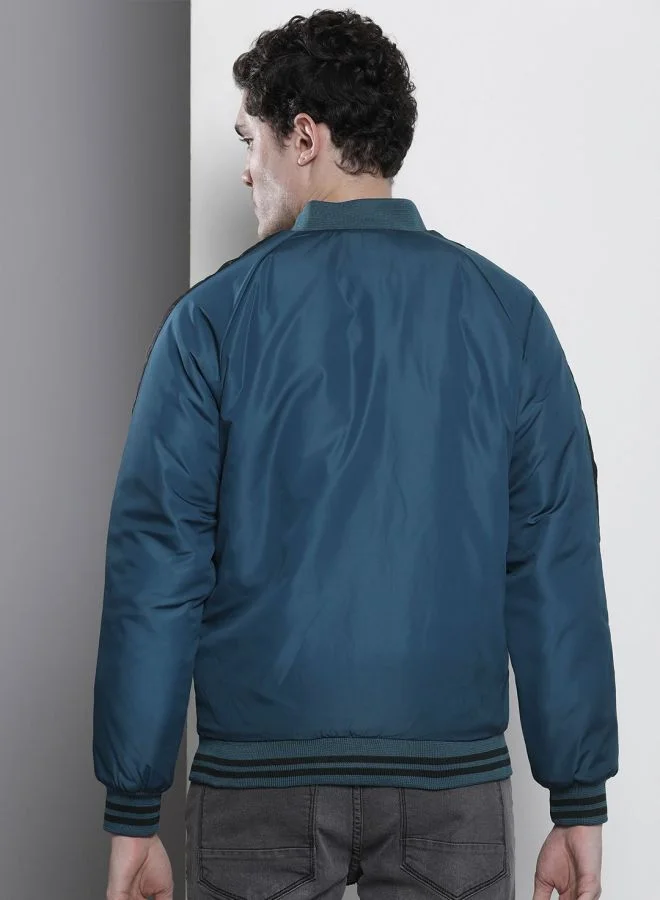 ذا انديان كراج كو The Indian Garage Co Men Slim Fit Colour Blocked Round Neck Long Sleeves Jacket