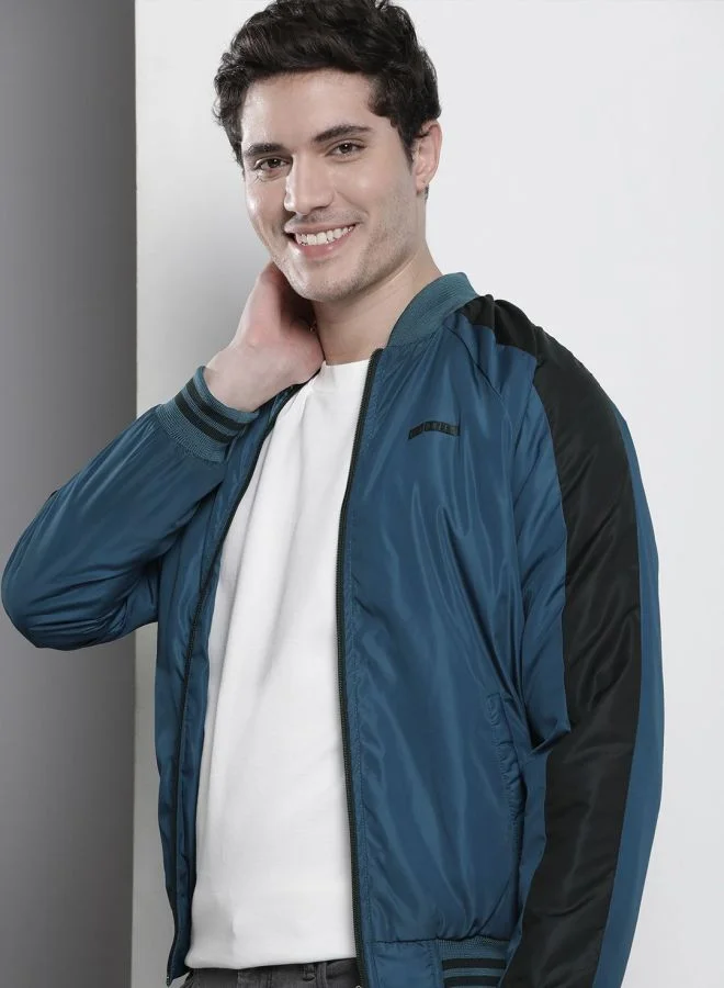ذا انديان كراج كو The Indian Garage Co Men Slim Fit Colour Blocked Round Neck Long Sleeves Jacket