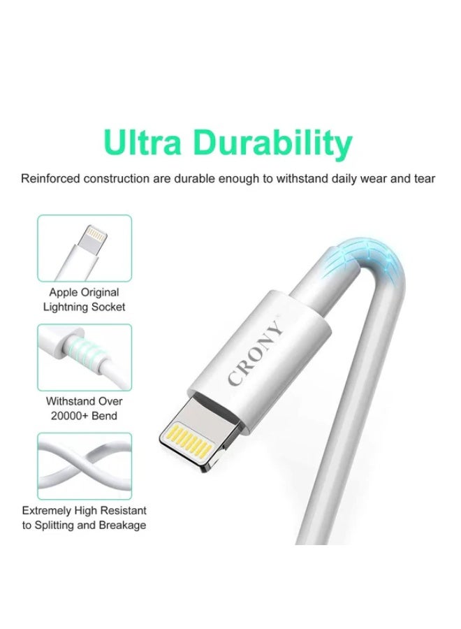CRONY CR-001 C-Lighting Cable (3A) – Fast Charging & Data Transfer Cable with Ultra Durability: Apple Original Lightning Socket, 20000+ Bend Resistance, Split/Breakage-Resistant Reinforced Construction, Supports Quick Charge for iPhones/iPads, Ideal for Daily Use at Home/Office/Travel - Image 3