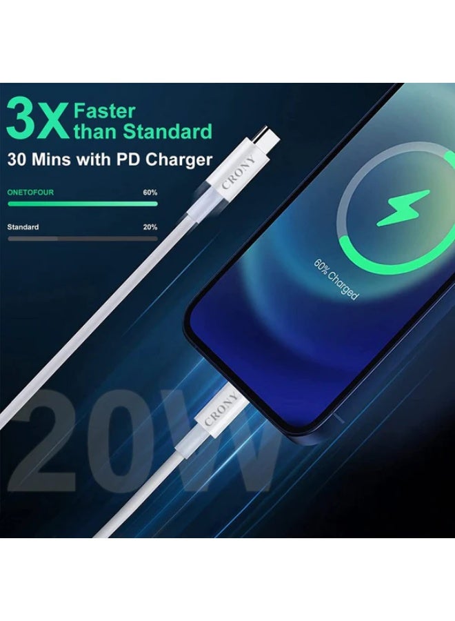 CRONY CR-001 C-Lighting Cable (3A) – Fast Charging & Data Transfer Cable with Ultra Durability: Apple Original Lightning Socket, 20000+ Bend Resistance, Split/Breakage-Resistant Reinforced Construction, Supports Quick Charge for iPhones/iPads, Ideal for Daily Use at Home/Office/Travel - Image 2