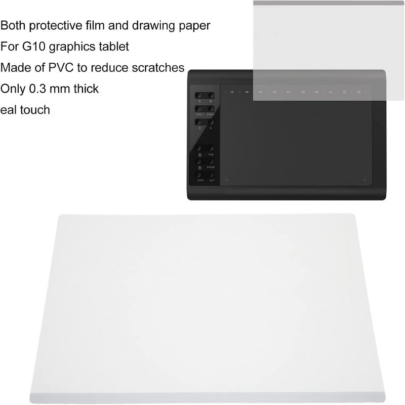 Yunseity Screen Protector for G10 Graphics Drawing Board, 0.3mm Thick Paper Texture Feeling Light Anti Glare Multifunctional Drawing Tablet Protective Film for G10 Home School - Image 2