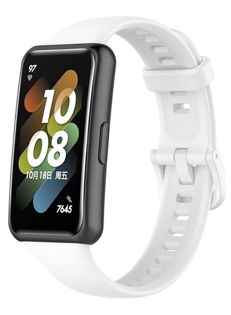 Huawei Band 7 Sport Soft Silcon Replacement Strap - White - Image 1