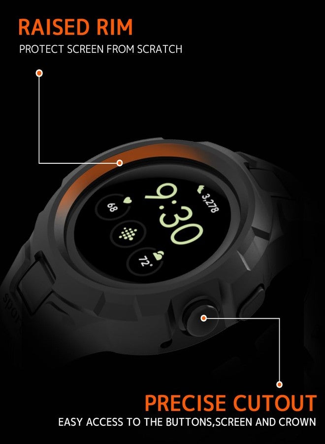 NINKI Silicone Band Compatible for Google Pixel Watch 4 3 Bands 41mm with Bumper Case,Sport Waterproof Adjustable No Gap Wristband for Google Pixel watch 2 Strap with Cover Men - Black - Image 3