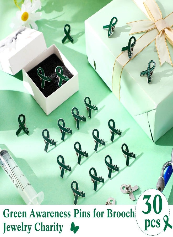 تونديامو مجموعة تونديمو من 30 دبوسًا أخضر اللون على شكل شريط، دبابيس للتوعية بالصحة النفسية، بروش الأمل، هدايا تذكارية للحملات والفعاليات - Image 4