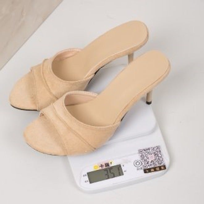 Simple Pleated Strap Stiletto Mule Sandals with Square Toe, Open-toe Design, and Backless Style - Versatile High-Heel Slippers for Everyday Summer Wear - Image 1