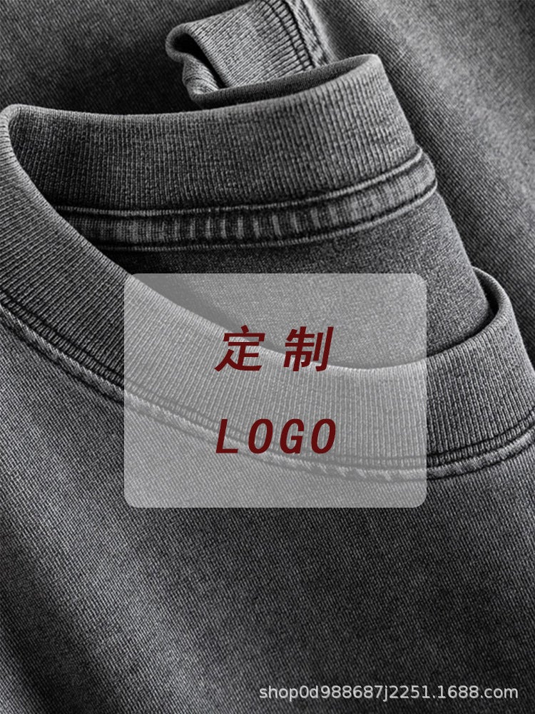American-style Washed Old Short-sleeved T-shirt Fried Snow Flower US Code Fashion Brand Explosions Men's and Women's T-shirt with LOGO Printing - Image 3
