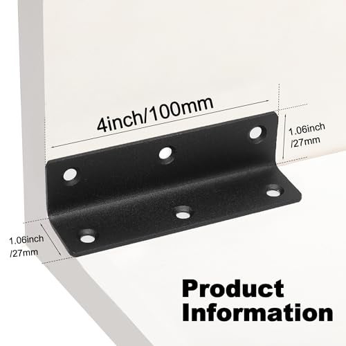 Redunest L Bracket, Heavy Duty Corner Brace, 10 Pack 4" Metal Shelf Bracket Angle Bracket for Shelves, Black L Brackets for Wood - Image 2