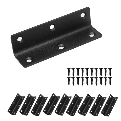 Redunest L Bracket, Heavy Duty Corner Brace, 10 Pack 4" Metal Shelf Bracket Angle Bracket for Shelves, Black L Brackets for Wood - Image 1
