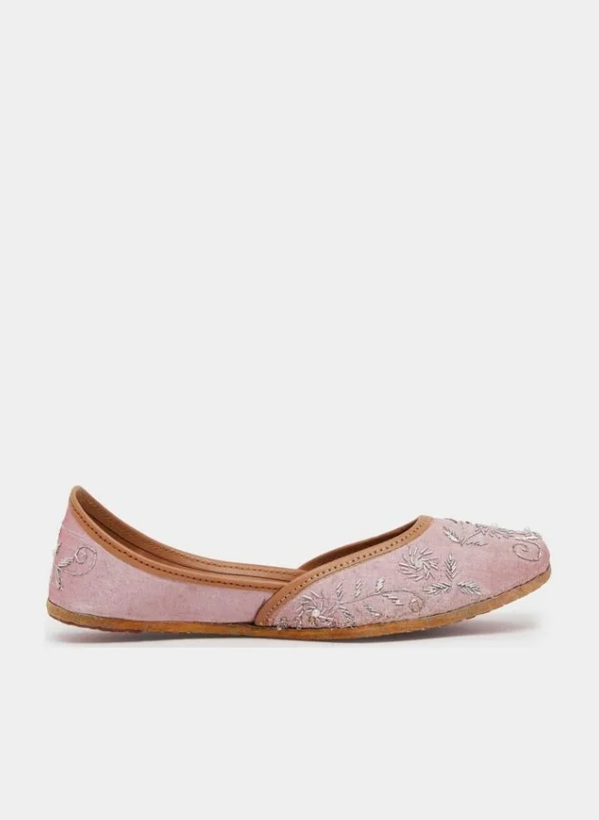 Styli Pink Embroidered Jutti Flats