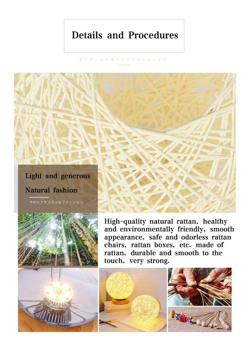 Sunspire Romantic Rattan Ball Atmosphere Lamp, Creative Table Lamp Bedside Night Light for Bedrooms, 7-Colour Variable Lighting with Wireless Remote Control, Includes Wooden Base. - Image 4