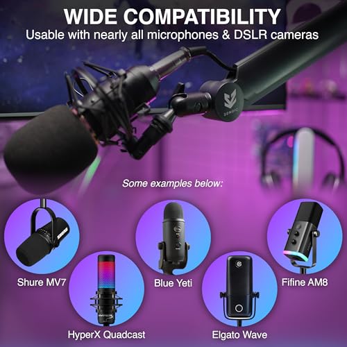 Sensic SA-30 Microphone Boom Arm, 360° Rotatable Mic Stand with 6 inch riser, Microphone Holder with 1/4", 3/8" and 5/8" Adapters, Professional Microphone Arm with Accessories, Mic Boom Arm Black - Image 3