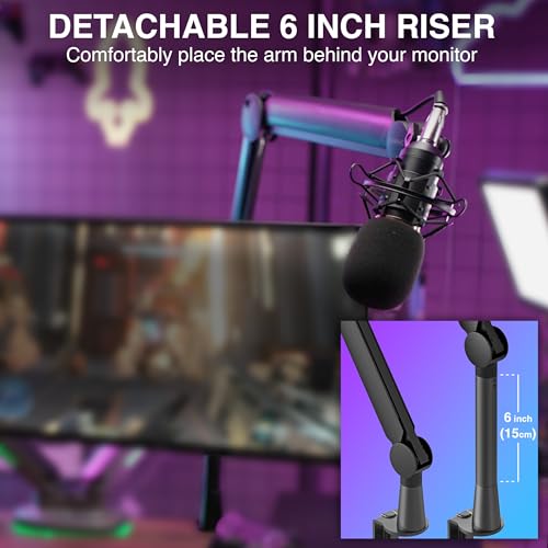 Sensic SA-30 Microphone Boom Arm, 360° Rotatable Mic Stand with 6 inch riser, Microphone Holder with 1/4", 3/8" and 5/8" Adapters, Professional Microphone Arm with Accessories, Mic Boom Arm Black - Image 5