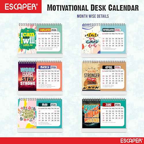 ESCAPER Inspiraional Desk Calendar 2026 (A5 Size) – Motivational Quotes Table Calendar, Desktop Calendar 2026, New Year Calendar for Office & Home Decor - Image 2