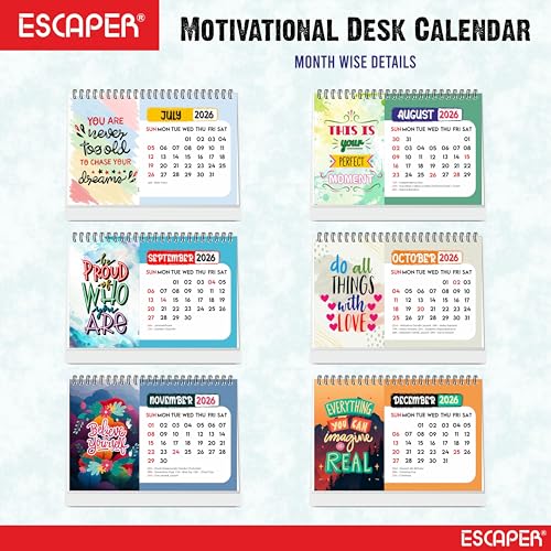 ESCAPER Inspiraional Desk Calendar 2026 (A5 Size) – Motivational Quotes Table Calendar, Desktop Calendar 2026, New Year Calendar for Office & Home Decor - Image 3