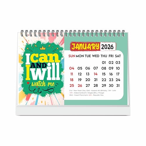 ESCAPER Inspiraional Desk Calendar 2026 (A5 Size) – Motivational Quotes Table Calendar, Desktop Calendar 2026, New Year Calendar for Office & Home Decor - Image 1
