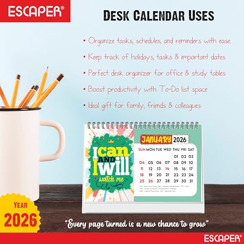 ESCAPER Inspiraional Desk Calendar 2026 (A5 Size) – Motivational Quotes Table Calendar, Desktop Calendar 2026, New Year Calendar for Office & Home Decor - Image 5