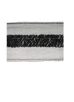 Bugles Bugle Beaded Tulle Trim 2-5/8in Black  - Image 1