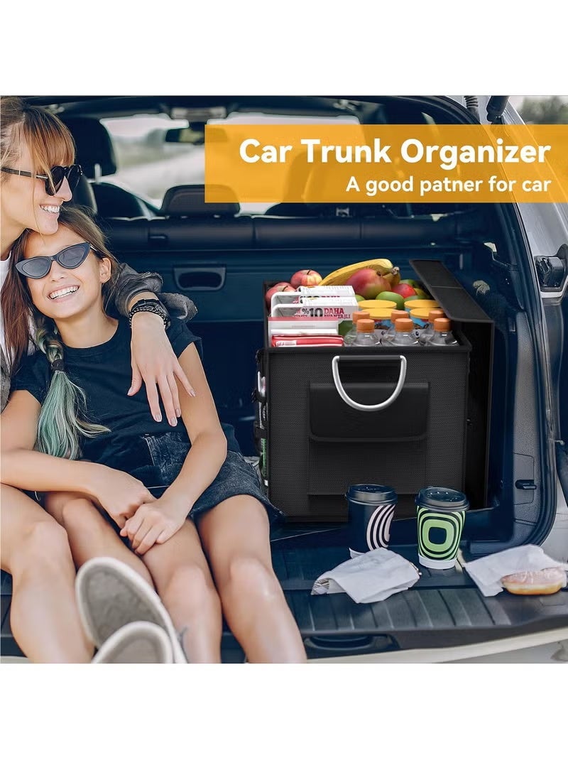 Car Trunk Organizer with Lid - Collapsible Multi Compartment Car Organizer - Multiple Pockets, Multi-purpose Travel Accessory - Leak-proof Fits any Car, SUV, Minivan - Image 2
