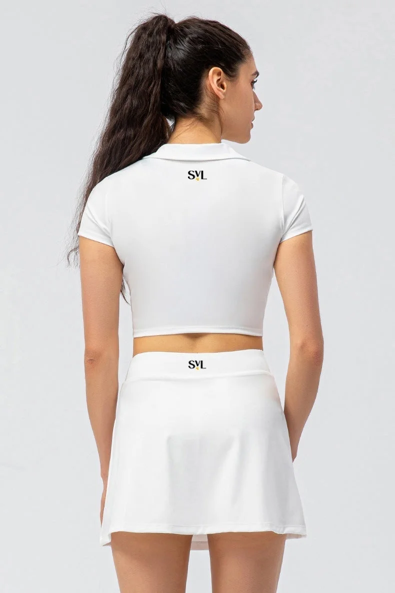 Svl White Court & Confidence Padel & Tennis Crop Top for Women | Best Price UAE