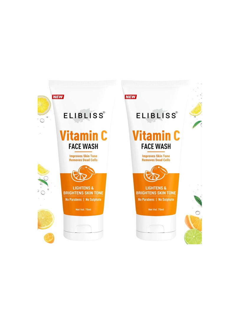 ELIBLISS ELIBLISS Vitamin C Face Wash for Face Brightening Clean Glowing Skin Toxin SLS and Paraben 75ML Pack of 2  - Image 3