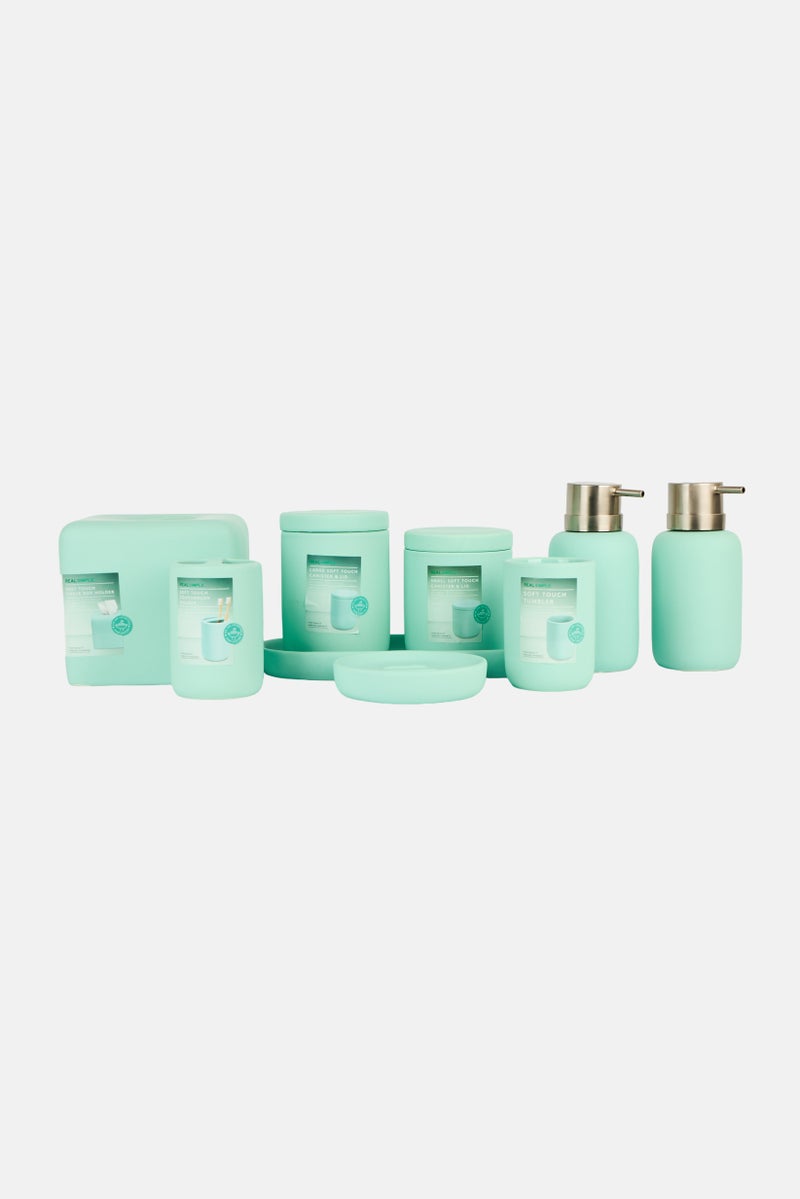 REAL SIMPLE مجموعة حمام سيراميك 9 قطع، أخضر نعناعي - Image 1