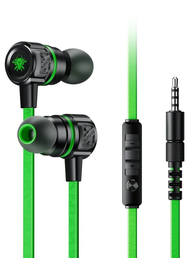 Plextone 3.5mm Wired Earphones, Plextone G20 Gaming Headphones with Metal Bass, HD Microphone, Type-C Adapter, Stereo Gaming Earphone Green - Image 1