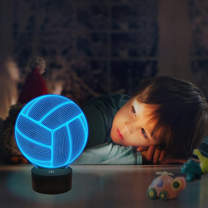 FULLOSUN Volleyball 3D Night Light, Sport Mood Illusion Lamp for Kids with Remote Control 16 Colors Changing, Creative Birthday Beach Volleyball Coach Lover Gifts for Boys Bedroom Decoration - Image 3