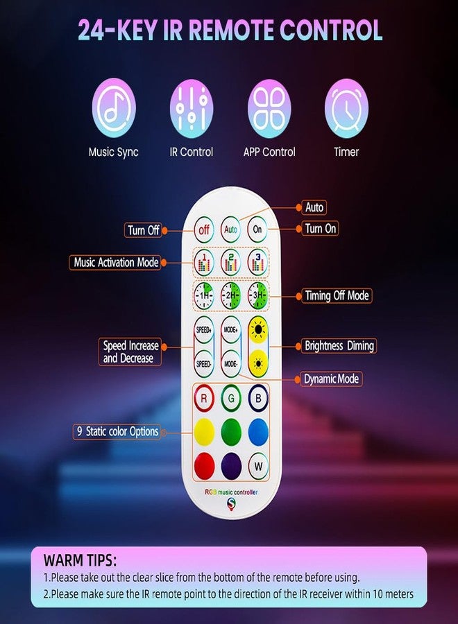 TECPHILE RGB 4 Pin 2 Port Smart Strip Light Controller with 24 Key IR Remote, Music Sync, App Control, Timing Function Supports SMD 5050 3528 2835 RGB LED Strip Lights (RGB - 4 Pin 2 Port (White) Wifi) - Image 3